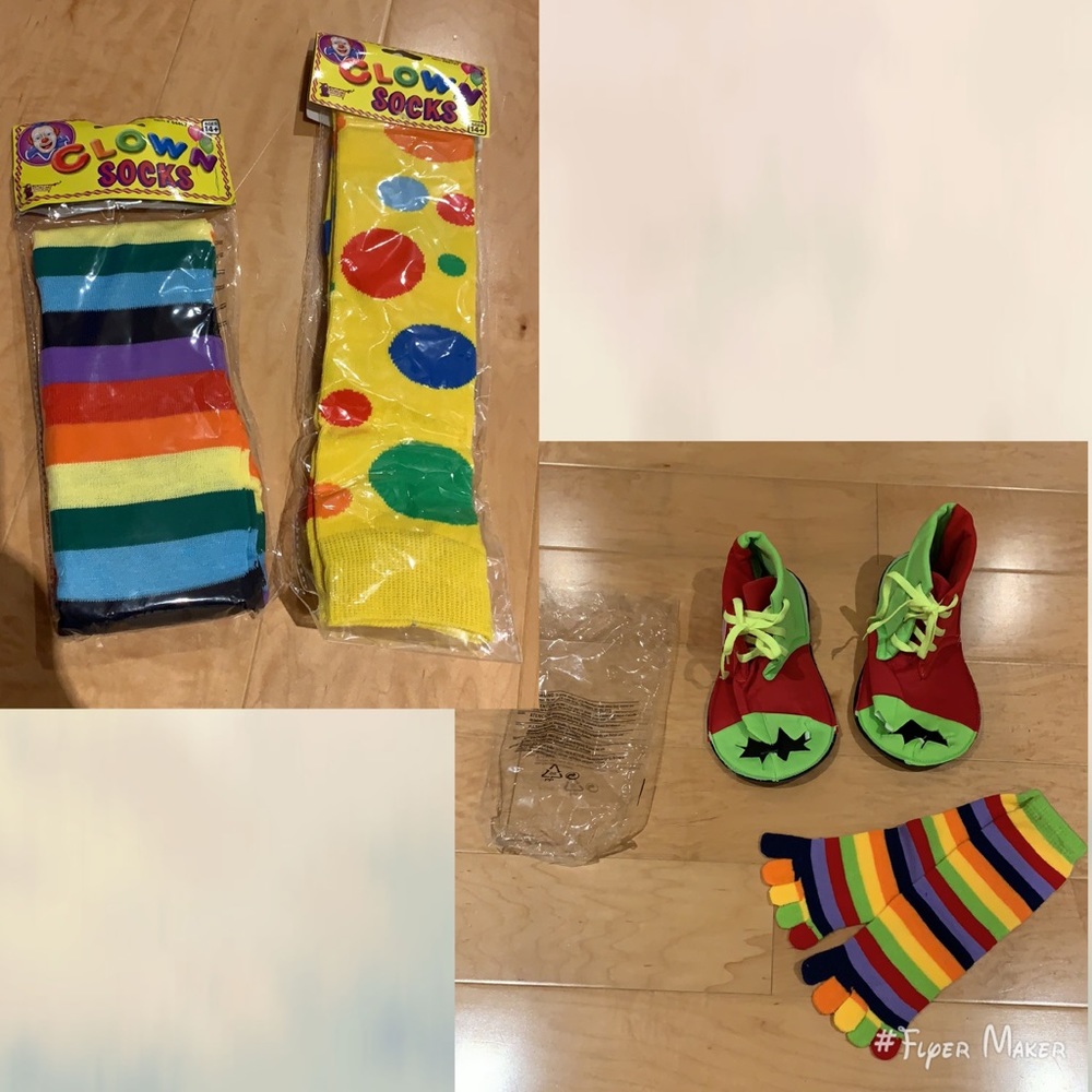 30%OFF New in Packaging Clown Shoes & Toe Sock Set & 2 pairs of clown socks